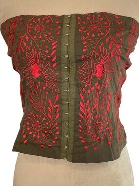 Y2K Nolita Deadstock Embroidered Corset Tube Top NWT Large Fairycore